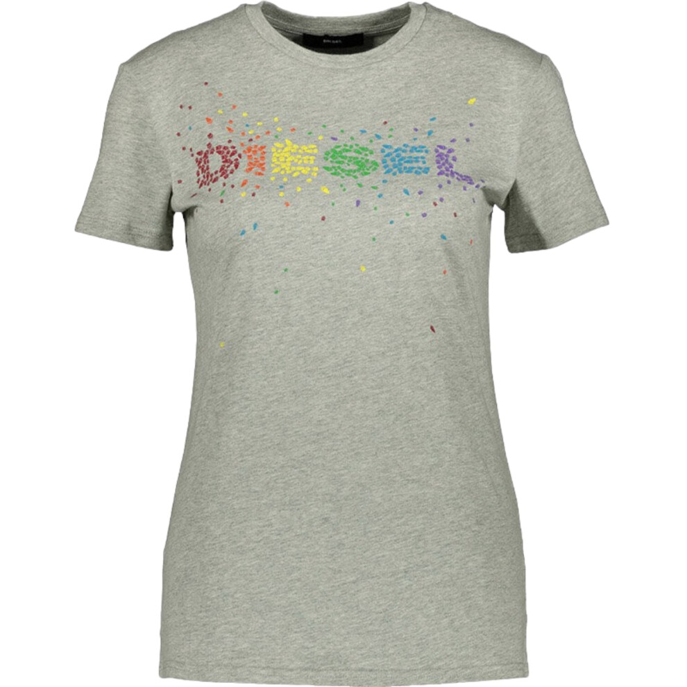 (Grey, S) DIESEL T-SILY Womens T Shirts Ladies Summer Tops