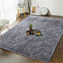 (Grey, 120 x 170 cm-Area Rug) Nonslip Shaggy Fluffy Rugs Bedroom Runner Doormats