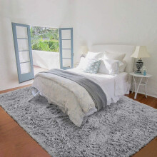 (Grey, 160 x 230 cm-Bedroom Rug) Nonslip Shaggy Fluffy Rugs Bedroom Runner Doormats