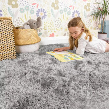 (Silver Tye Dye, 120 x 170 cm-Area Rug) Nonslip Shaggy Fluffy Rugs Bedroom Runner Doormats
