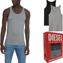 (Black and Grey, XL) DIESEL UMTK E4084 Mens Tank Tops Slim Fit 2x