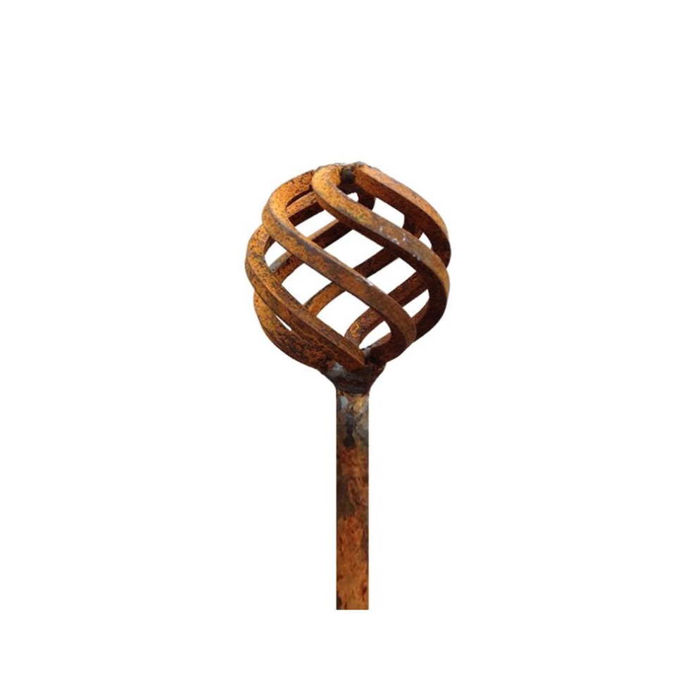 (Large - Pack of 3) Rusty Metal Sphere Garden Stake