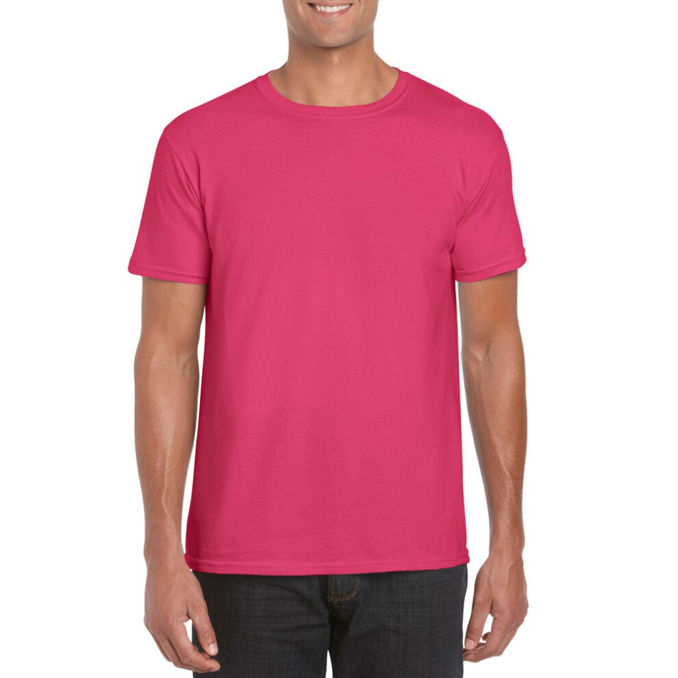 (L, Heliconia) Gildan Mens Soft Style Ringspun T Shirt