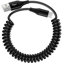 Retractable USB-A to USB-C Car Charger Cable (3ft) for iPhone 15 Series & Galaxy A14/A54 - 66W Fast Charging, Tangle-Free Coil