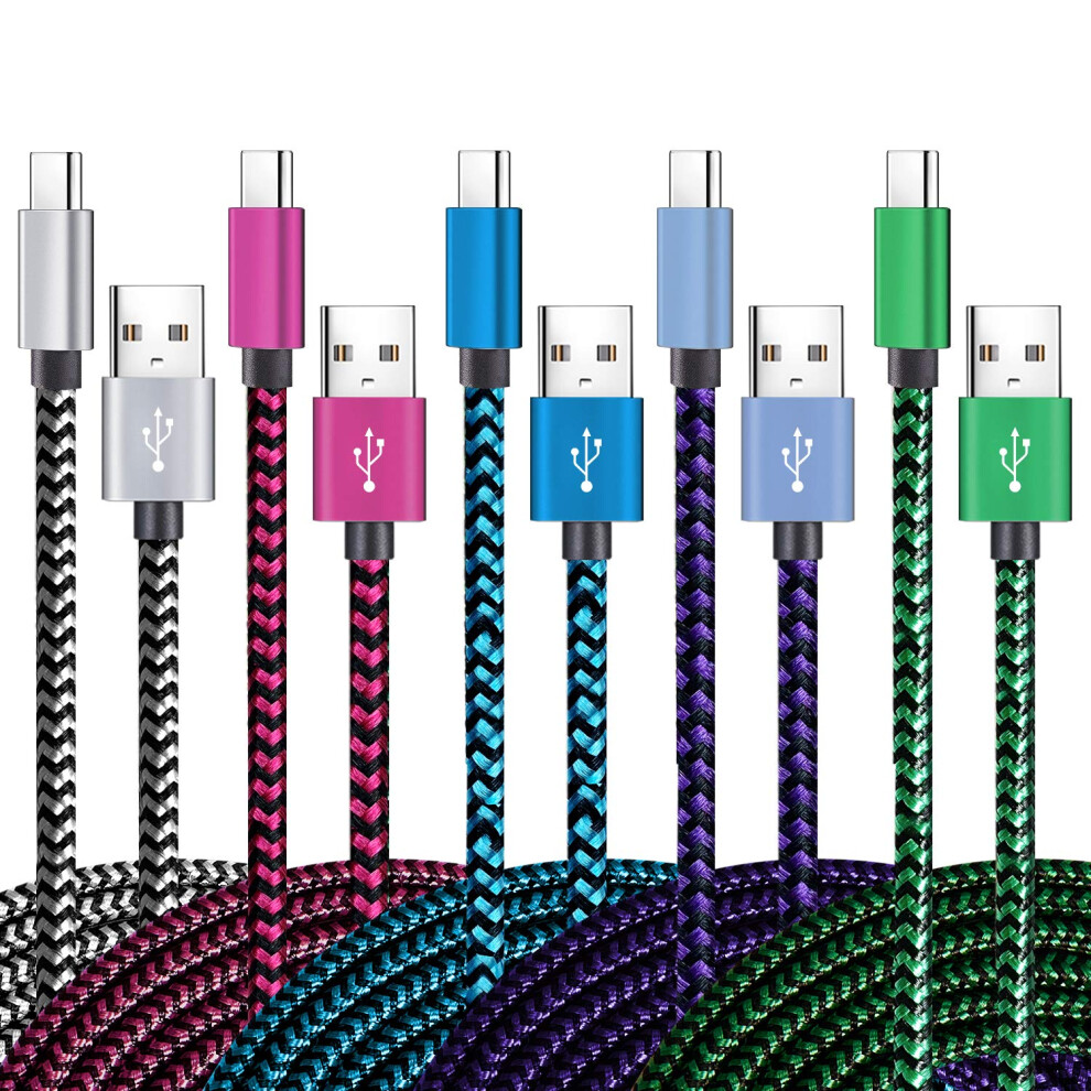 Usb Type C Cable Fast Charging, Tpc001 5 Pack(6Ft 3A) Braided C Charger Cables Compatible With Samsung S10e/Note 9/S10/S9/S8 Plus/A80/A50/A20 6223682515745