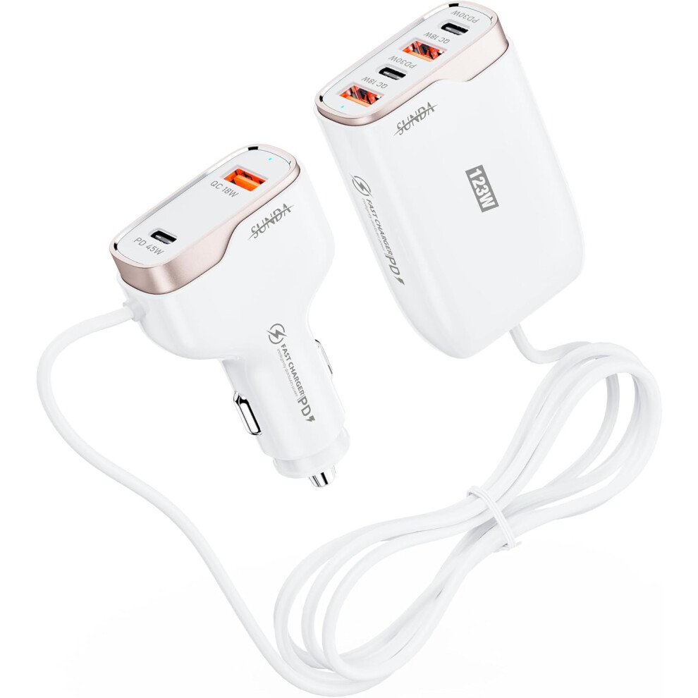 6 Multi Ports Usb C Car Charger, 123W Fast Car Charger Adapter, Pd 45W Compatible With Iphone15/Galaxy/Samsung S23, Type C Cigarette Lighter Usb Charg 6223682515820
