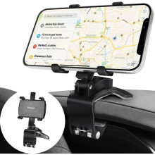 Car Phone Holder for Dashboard 360 Degree Rotation Multifunctional One Hand Operation Clip Design Phone Mount Compatible with 4-7 inch Smartphones
