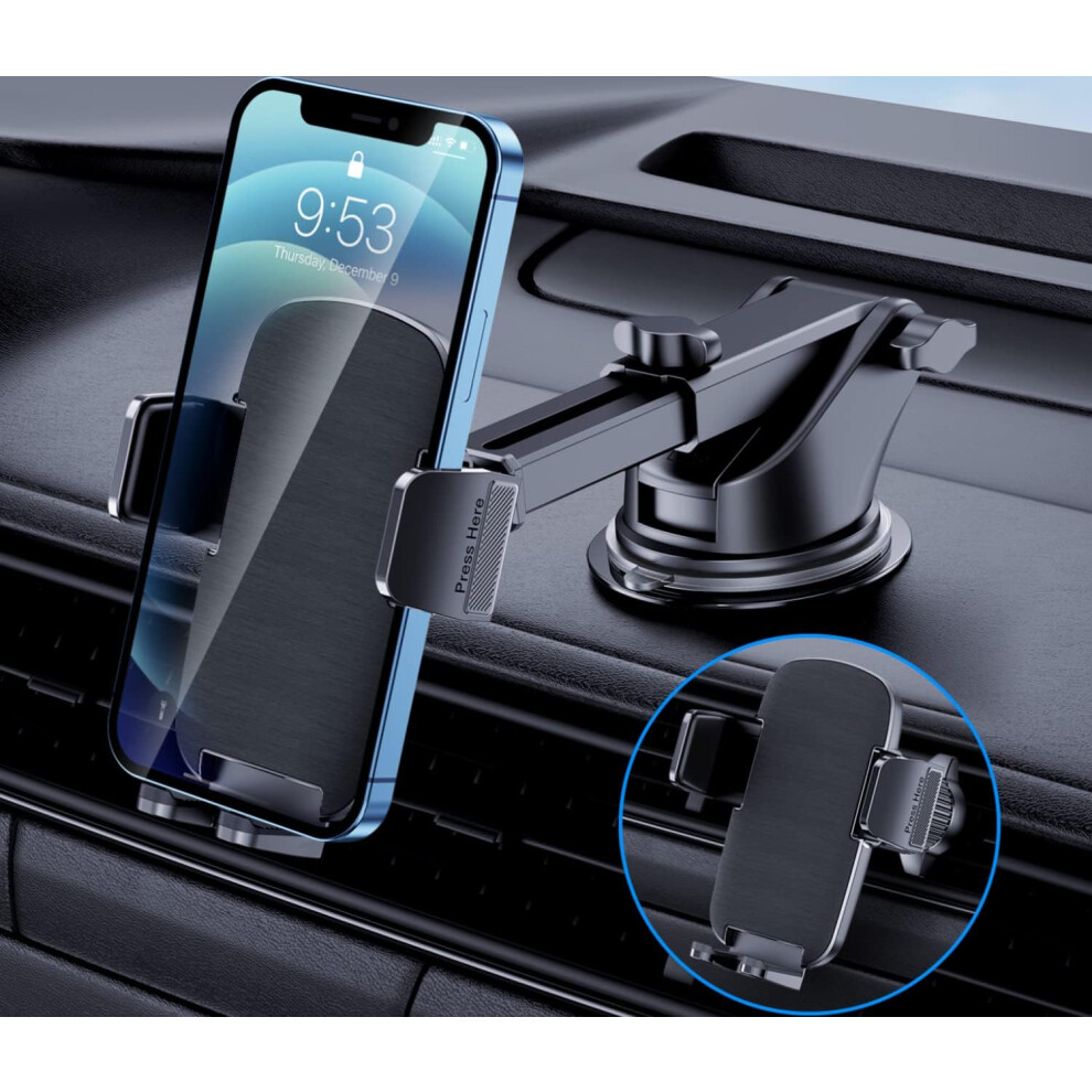 Phone Mount For Car Phone Holder [Military-Grade Suction & Stable Clip] Car Phone Holder Mount Windshield Dashboard Air Vent Universal Automobile Moun 6223682513840