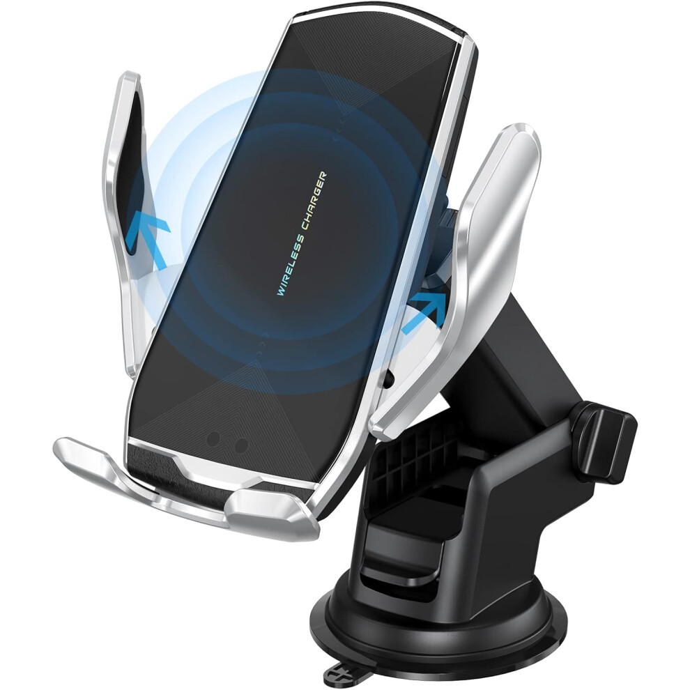 Car Phone Mount,Auto-Clamping Smart Sensor 10W Qi Fast Charging Car Front Windshield Dashboard Air Vent Phone Holder Compatible With Iphone12/12 Pro M 6223682514656