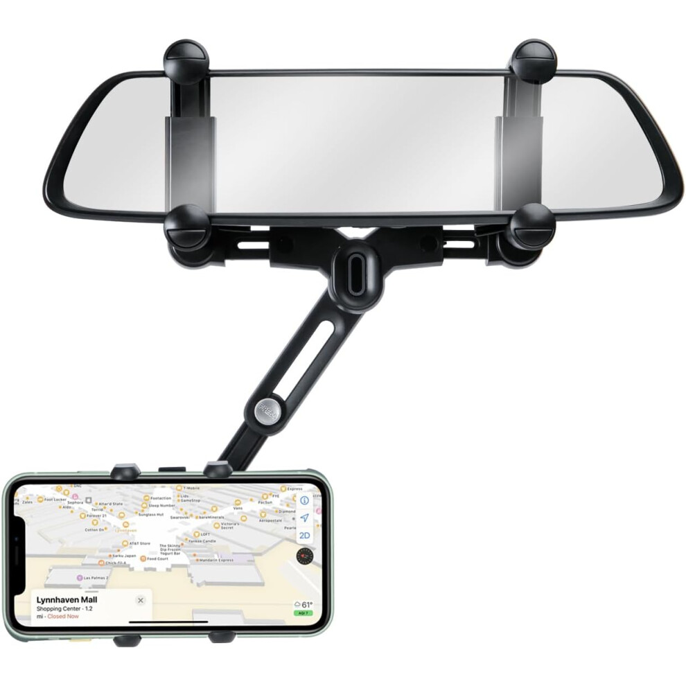 Rear View Mirror Phone Holder, 360 Rotatable And Retractable Car Phone Holder, New Upgrade & Multifunctional 4 Claws Phone Mount For Car Compatible W 6223682514755