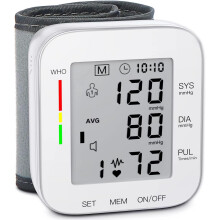 Wrist Blood Pressure Monitor Bp Monitor Large LCD Display Blood Pressure Machine Adjustable Wrist Cuff 5.31-7.68inch Automatic 99x2 Sets Memory with C