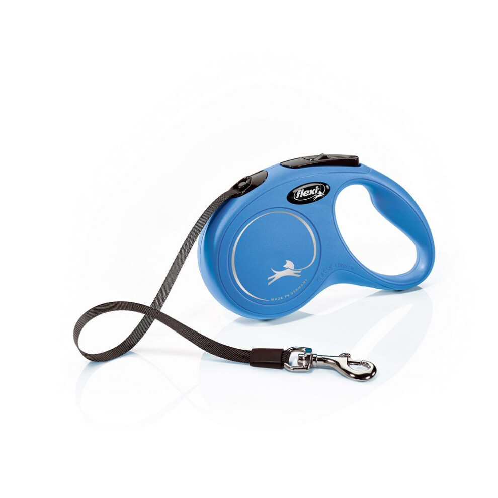 (8m, Blue) Flexi New Classic Tape Large Retractable Dog Lead