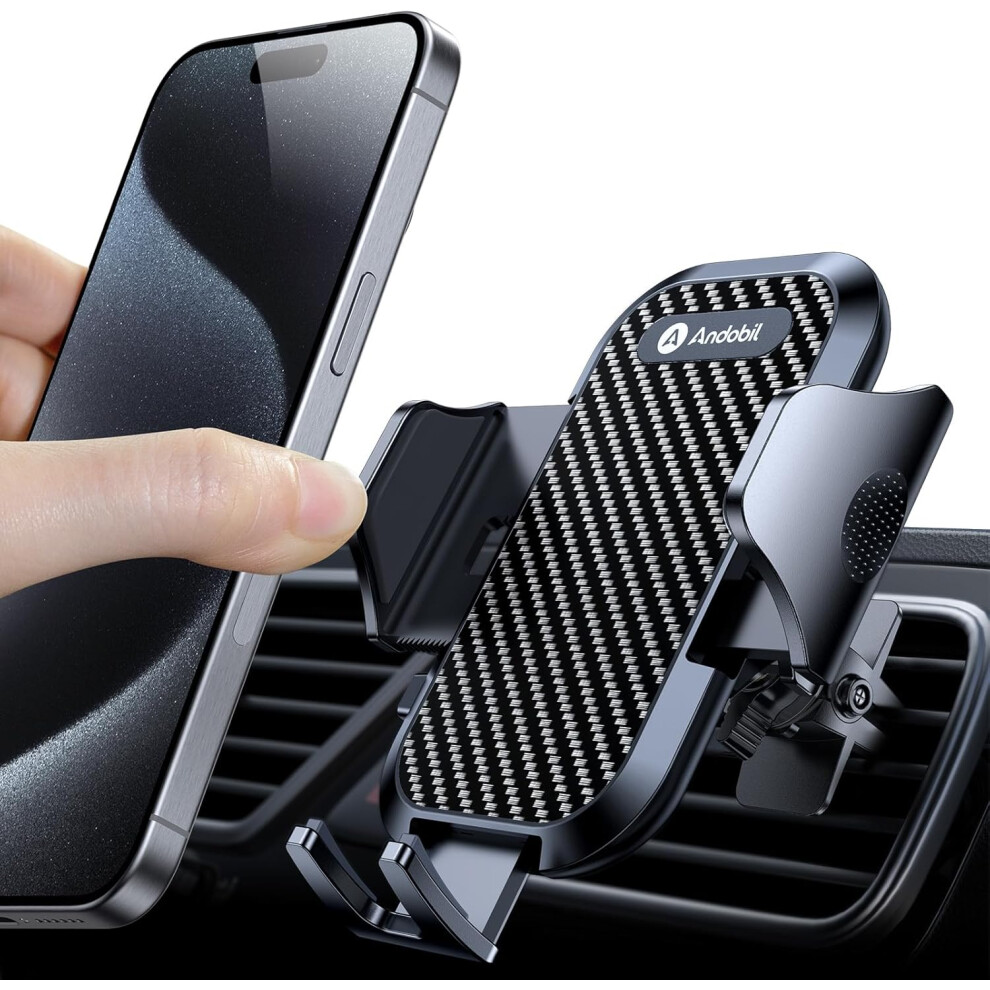Car Phone Holder Mount [2024 Upgraded] Smartphone Air Vent Holder Easy Clamp Hands-Free Compatible with iPhone 12 13 14 15 Pro Max 6 7 8 X XR XS SE Sa