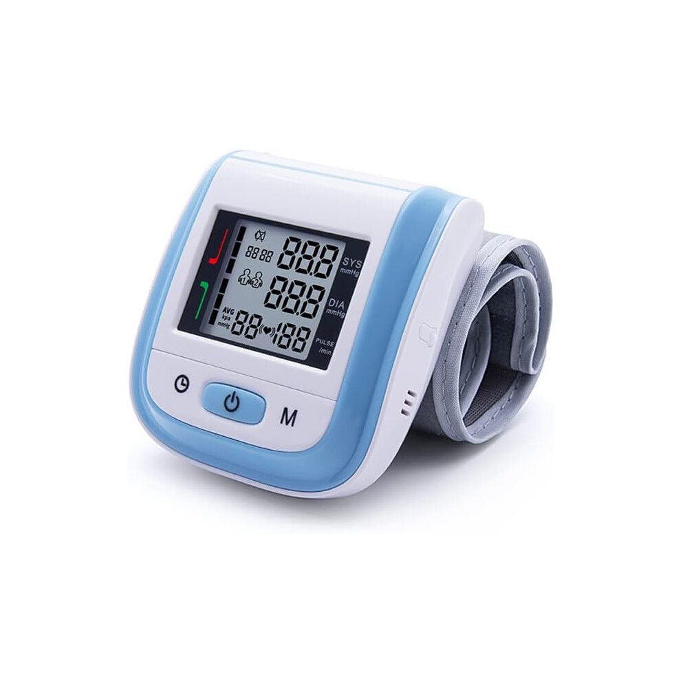 Nuonove Blood Pressure Monitor Lcd Display Automatic Wrist Bp Monitor 2X99 Reading Memory For Home Use,Digital Wrist Blood Pressure Monitor Cuff For Adults