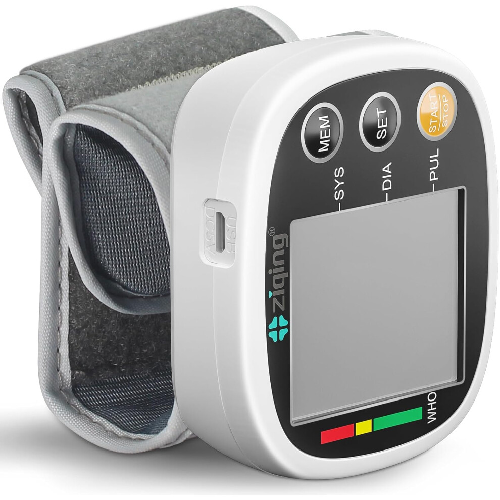 Nuonove Blood Pressure Machine Wrist Blood Pressure Monitor, Usb Rechargeable Lcd Pulse Rate Monitor For Home Use With 2X99 Sets Memory Irregular Heartbeat Mo