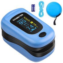 Finger Pulse oximeter Blood Oxygen Saturation Monitor With Oximeter hard case storage bag-OLED HD Screen Display Oximeter Finger Adult SpO2 Heart Rate