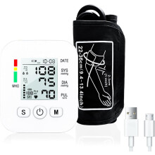 Portable Blood Pressure Machine, Adjustable Upper Arm BP Cuff, 2 * 99 Memory with Large Display Suitable for Home and Travel(1 Pack)