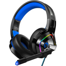 Gaming Headset PS4 Headset, Xbox One Headset with Noise Canceling Mic and RGB Light, PC Headset with Stereo Surround Sound, Over-Ear Headphones for PC
