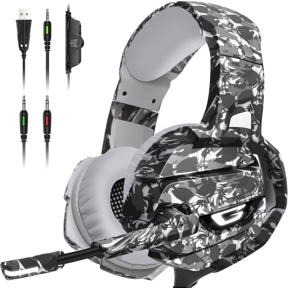Gaming Headset With Microphone, Gaming Headphones Stereo 7.1 Surround Sound Ps4 Headset 50Mm Drivers, 3.5Mm Audio Jack Over Ear Headphones Wired For P 6223682517732
