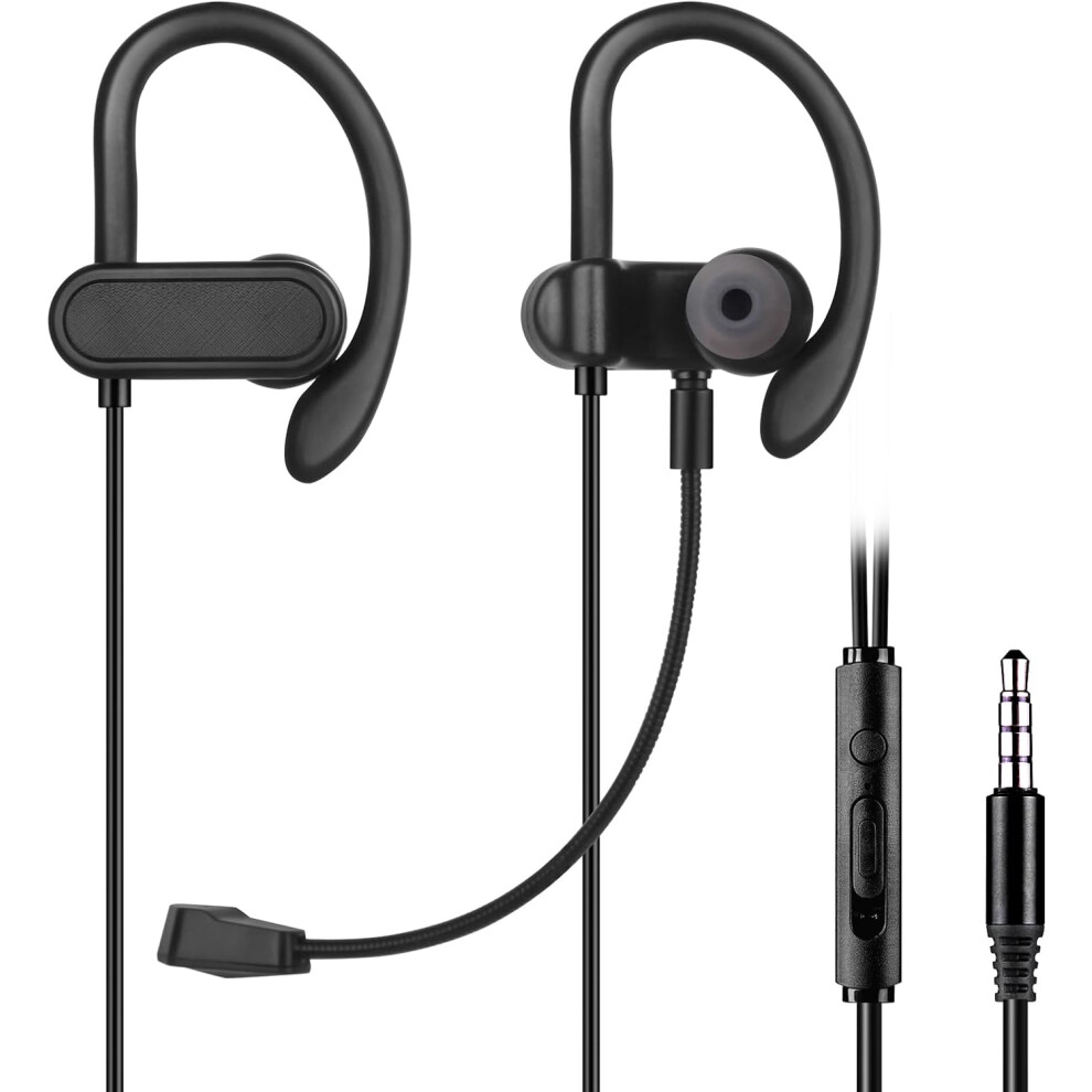 Mini Headset for Gaming & Web Conferencing, 3.5mm Earbuds with Boom Mic & Ear Hooks for PC, Mobile, Xbox Series X/S, Xbox One, PS5, PS4, PlayStation,