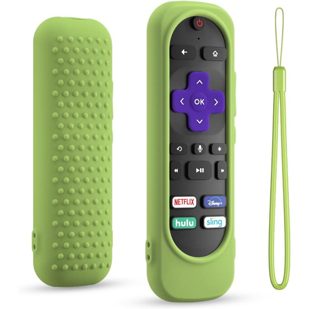 Silicone Remote Cover For Roku Tv Remote,Silicone Case Cover Compatible With Most Roku Voice Remote,Shockproof Washable Roku Rmote Cover With Lanyard 6223682516766