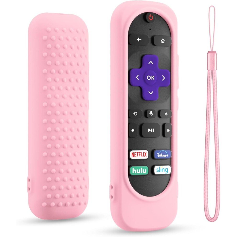Silicone Remote Cover For Roku Tv Remote,Silicone Case Cover Compatible With Most Roku Voice Remote,Shockproof Washable Roku Rmote Cover With Lanyard 6223682516759