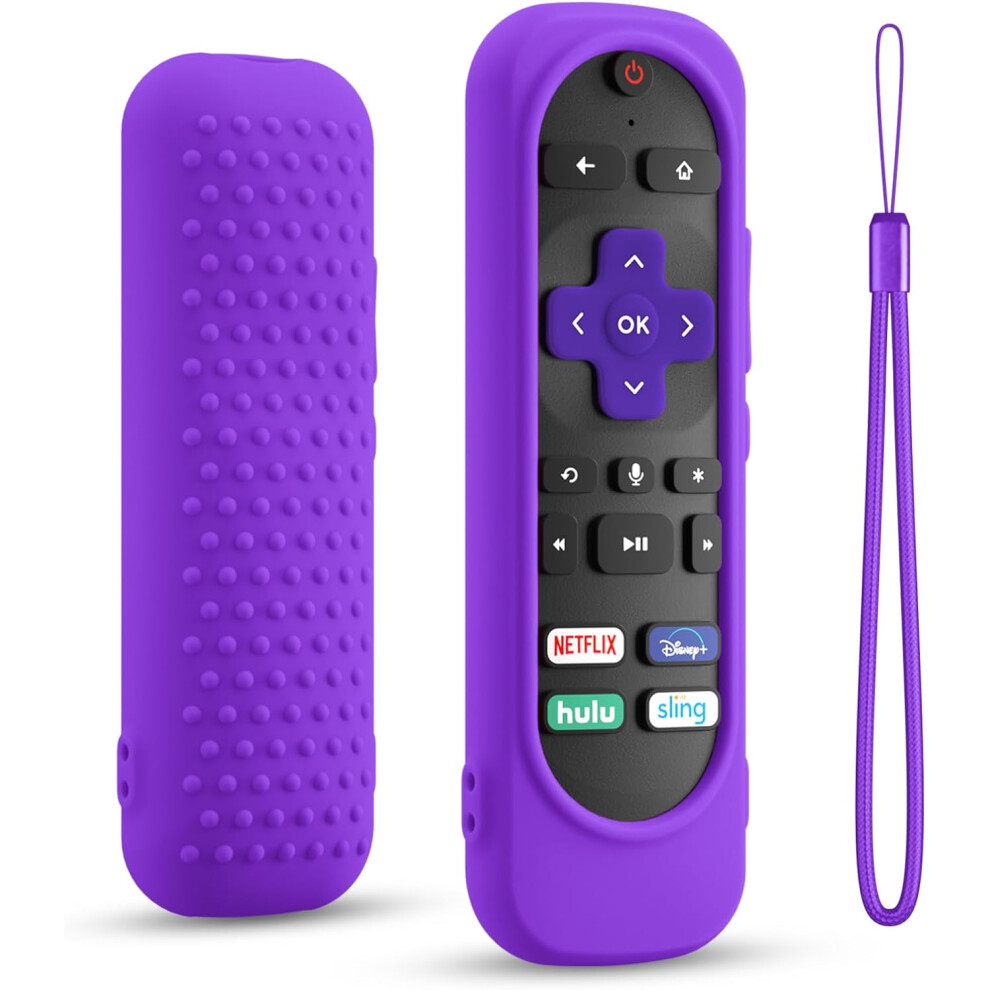 Silicone Remote Cover For Roku Tv Remote,Silicone Case Cover Compatible With Most Roku Voice Remote,Shockproof Washable Roku Rmote Cover With Lanyard 6223682516780