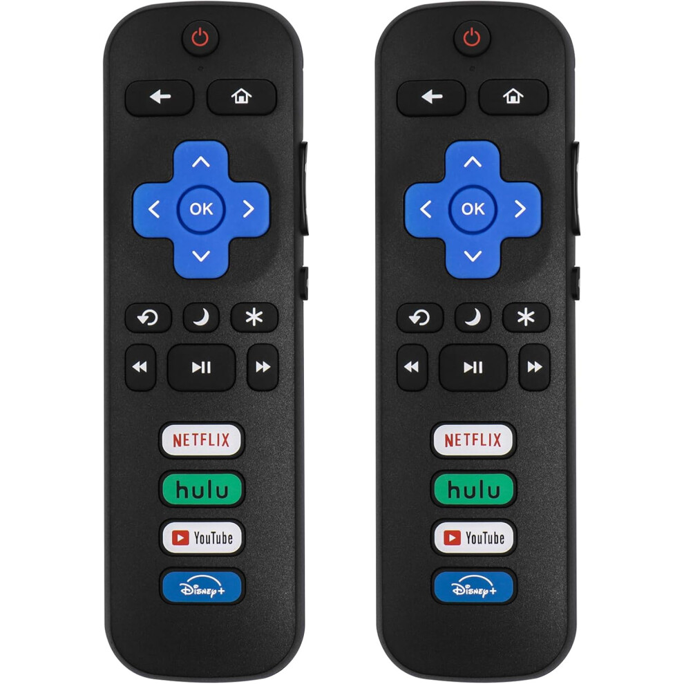 (Pack Of 2) Replaced Remote Control Only For Roku Tv Compatible With Tcl Roku/Hisense Roku/Insignia Roku/Jvc Roku/Onn Roku/Philips Roku/Rca Roku/Sharp 6223682517077