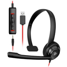 HW02 USB Headset with Microphone Noise Cancelling &in-line Control, Super Light, Ultra Comfort Computer Headset for Laptop pc, On-Ear Wired Office Cal