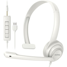 HW02 USB Headset with Microphone Noise Cancelling &in-line Control, Super Light, Ultra Comfort Computer Headset for Laptop pc, On-Ear Wired Office Cal