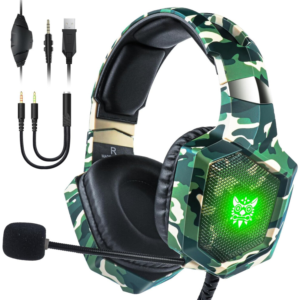 Gaming Headset With Microphone, Gaming Headphones For Ps4 Ps5 Xbox One Pc With Led Lights, Playstation Headset With Noise Reduction 7.1 Surround Sound 6223682517992