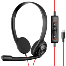 USB C Headset with Microphone for Laptop Phone, Headphones with Noise Cancelling Microphone for Computer, On-Ear Wired Office Call Center Headset for
