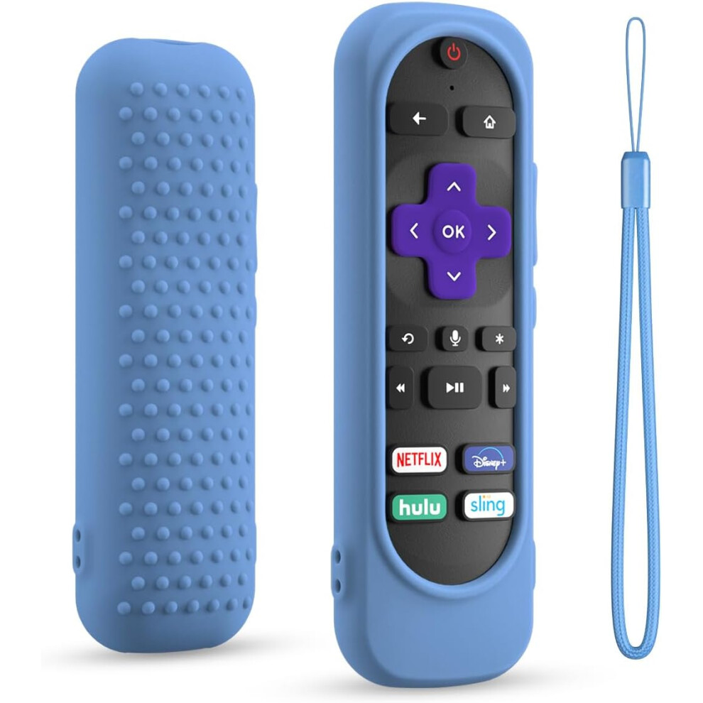 Silicone Remote Cover For Roku Tv Remote,Silicone Case Cover Compatible With Most Roku Voice Remote,Shockproof Washable Roku Rmote Cover With Lanyard 6223682517015