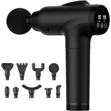 Massage Gun Deep Tissue, Handheld Electric Muscle Massager, High Intensity Percussion Massage Device for Pain Relief with 9 Attachments & 30 Speed(Bla