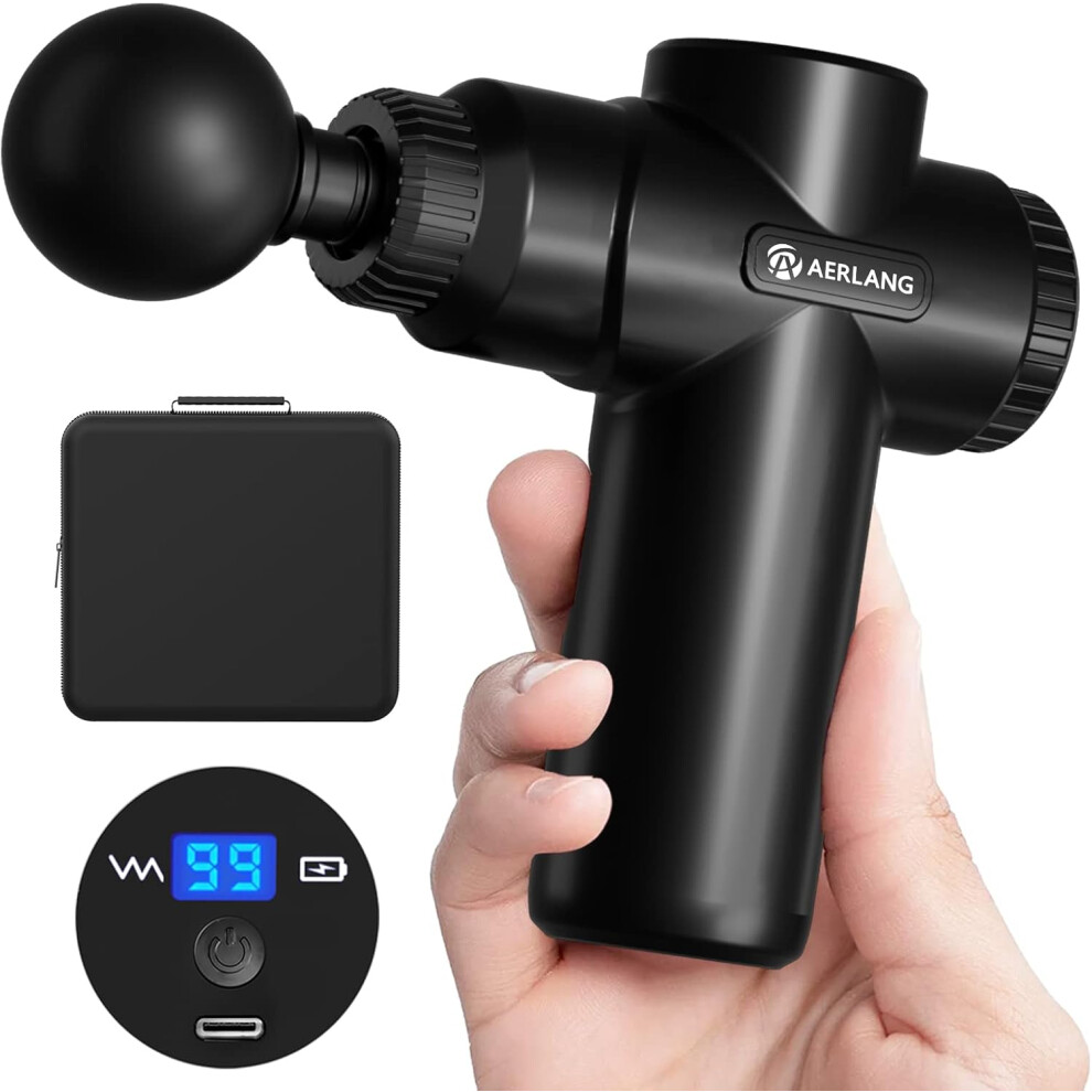 Nuonove Black Mini Massage Gun-?Muscle Deep Tissue Massager Gun For Fatigue Relief, Handheld Percussion Massager, Portable Quiet Small Massage Gun Gifts For Me