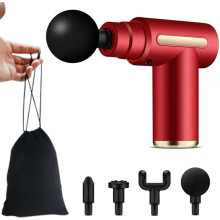 Mini Massage Gun Fascia Gun Deep Tissue Massage Gun USB Recharge 4 Massage Heads Travel Home Handheld Electric Massagers for Body Muscle Relax Fitness