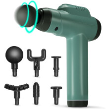 Percussion Massage Gun - Massage Device Handheld Vibration Deep Tissue Muscle Electric Gun - Quiet Brushless Motor - with 6 Massage Heads and 6 Adjust