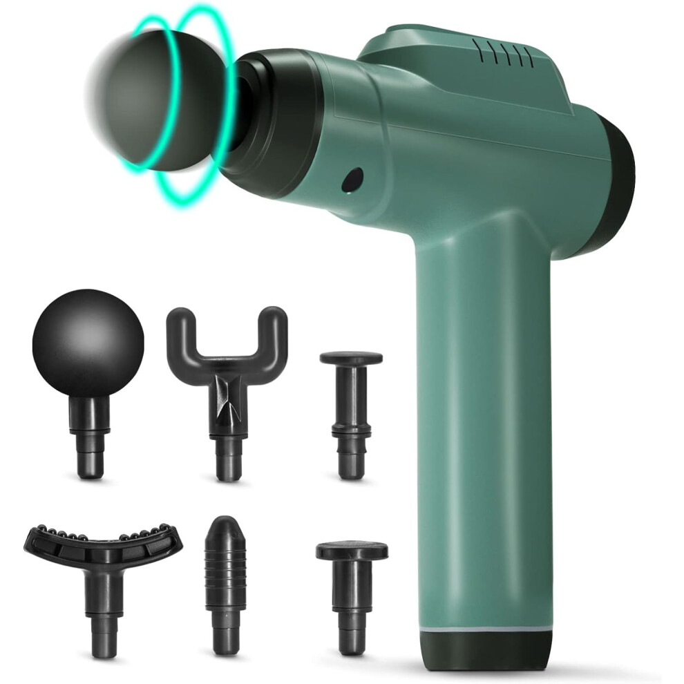 Nuonove Percussion Massage Gun - Massage Device Handheld Vibration Deep Tissue Muscle Electric Gun - Quiet Brushless Motor - With 6 Massage Heads And 6 Adjust