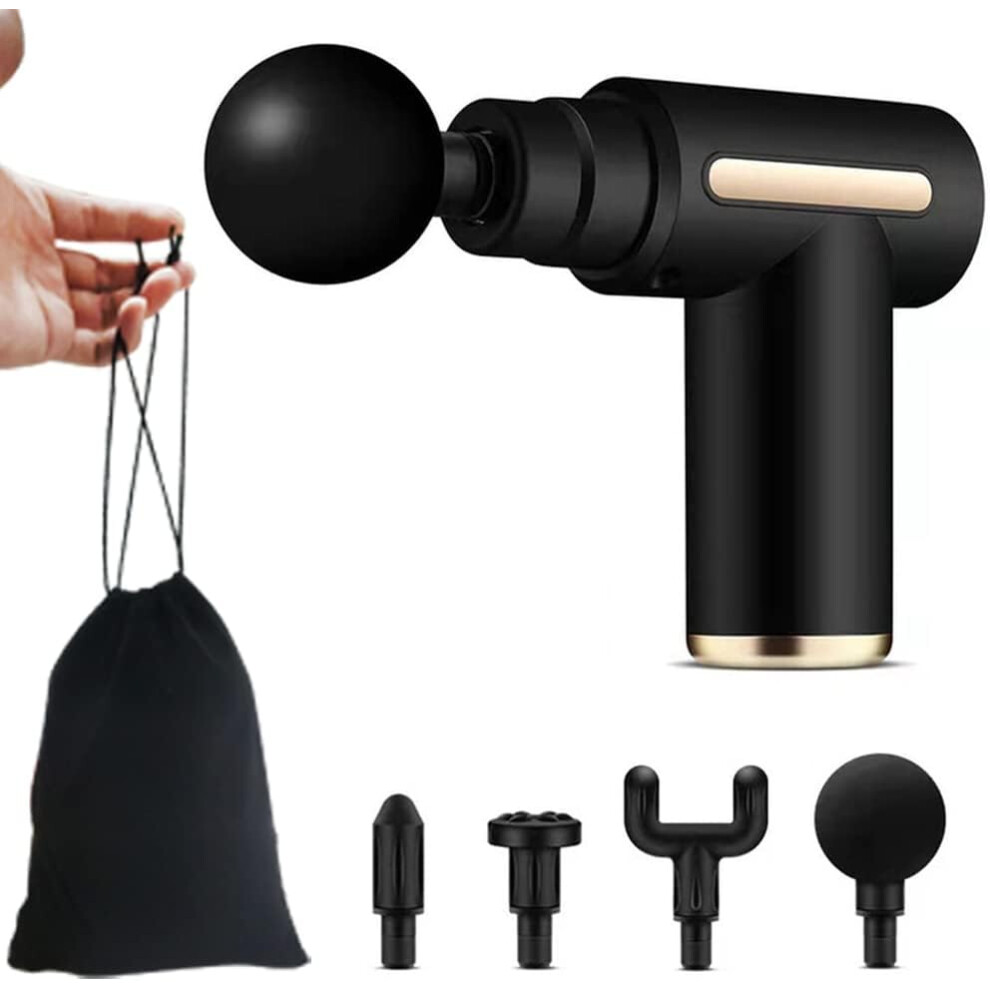 Mini Massage Gun Fascia Gun Deep Tissue Massage Gun USB Recharge 4 Massage Heads Travel Home Handheld Electric Massagers for Body Muscle Relax Fitness