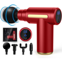 Massage Gun, Portable Deep Tissue Massager, Small & Quiet Muscle Massage Gun with 4 Massage Heads and LCD Display, Adjustable 6 Gears Speed Massage Gu