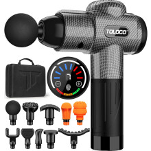 Massage Gun, Muscle Massage Gun Deep Tissue for Athletes with 10 Massage Heads, Electric Percussion Massager for Any Pain Relief, Carbon
