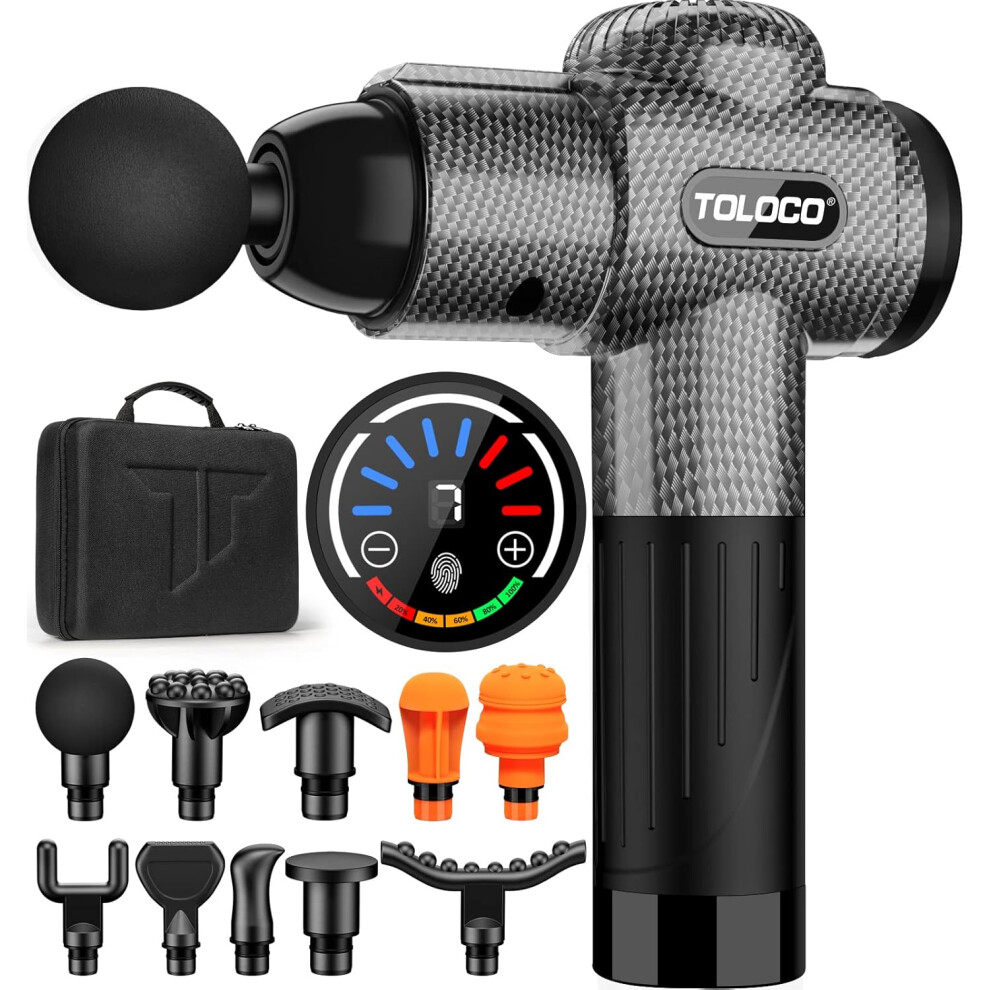 Nuonove Massage Gun, Muscle Massage Gun Deep Tissue For Athletes With 10 Massage Heads, Electric Percussion Massager For Any Pain Relief, Carbon