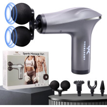 Handheld Powerful Muscle Massage Gun Deep Tissue Massager Impact Massage Gun Dual Massage Heads Strenuous Exercise Shock Therapy 6 Speeds Long Lasting