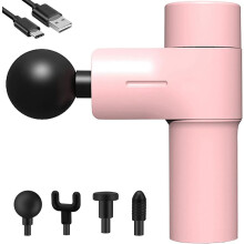 Mini Massage Gun - Powerful Deep Tissue Massager Portable Electric Percussion Muscle Massager Compact Travel Fascia Handheld Massage Gun with 4 Massag