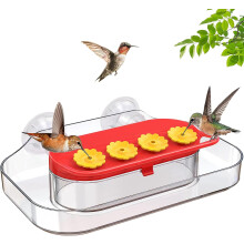 Hummingbird Feeder Window, Window Hummingbird Feeders for Outside, Suction Cup Hummingbird Feeder, Plastic Humming Bird Feeder with 4 Feeding Ports, 1