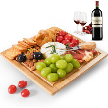 Charcuterie Board Set with Slide-Out Drawer - Small Bamboo Cheese Board for Housewarming, Wedding, Bridal Shower Gifts