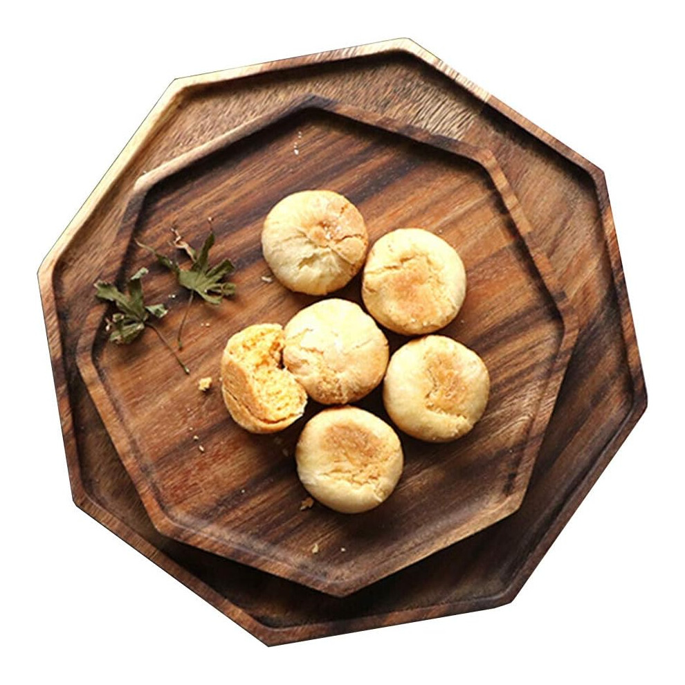Set of 2 Acacia Wooden Serving Tray Vegetable Fruit Platter Decor Wood Trays Square Dessert Plates Food Dish Serving Platters Cheese Board Party Trays-image-OPC-PF86PY6-NEW