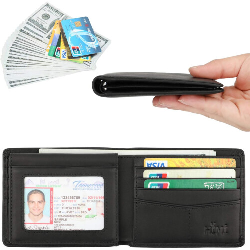 Wallet for Men-Genuine Leather RFID Blocking Bifold Stylish Wallet With 2 ID Window 1