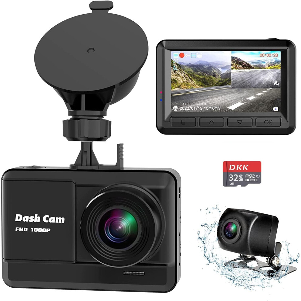 Dash Cam Front and Rear, Mini Dash Cam 1080P Full HD with 32GB SD Card, 2.45 inch IPS Screen, 2 Mounting Ways, Night Vision, WDR, Accident Lock, Loop-image-OPC-PF86Q9T-NEW
