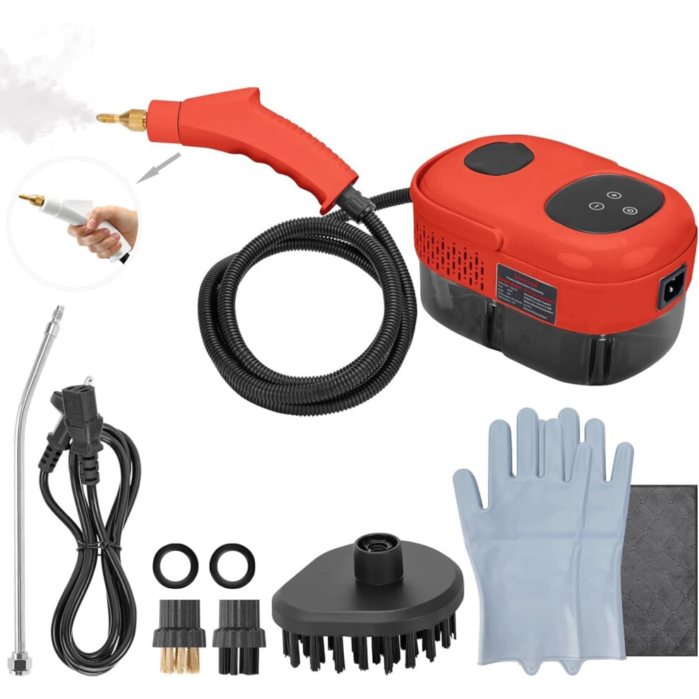 Steam Cleaner,2500W High Temperature Pressurized Steam Cleaner,Portable Steam Cleaning Machine,10S Fast Heating,with 3 Brush Heads (Red)-image-OPC-PF86QCT-NEW